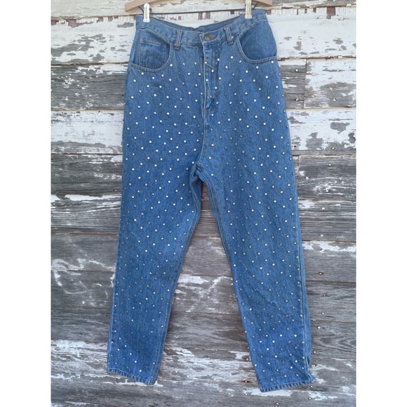Vintage 1980s MOM Jeans Front Full Rhinestone Front - Picture 15 of 16